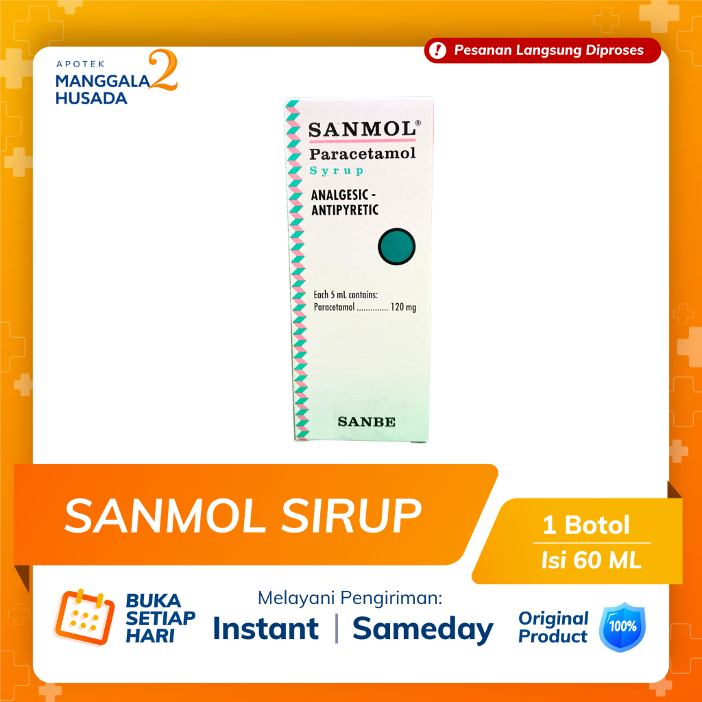SANMOL SIRUP ISI 60 ML - OBAT PEREDA DEMAM ANAK