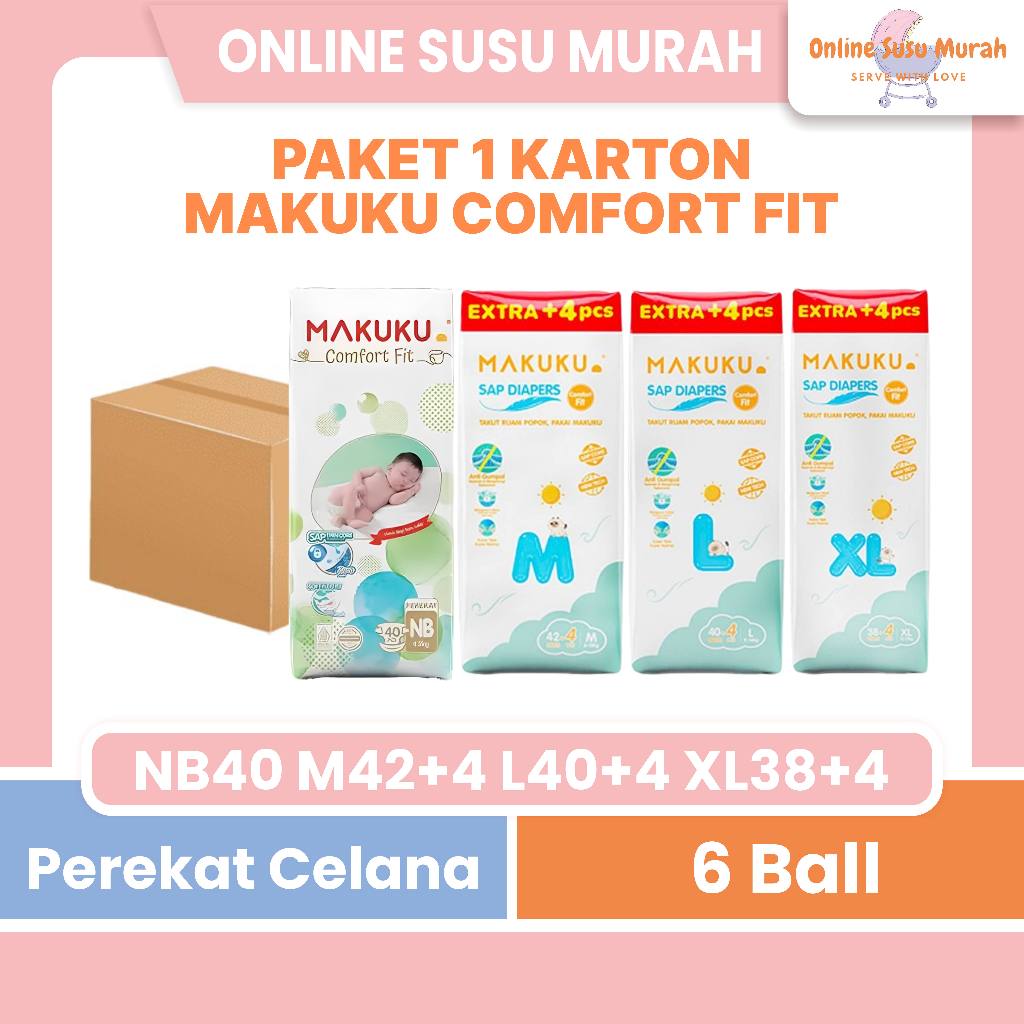 MAKUKU COMFORT FIT 1 KARTON 6 BALL PANTS NB40 M42 +4 L40 +4 XL38 +4 POPOK CELANA M 42 L 40 XL 38 +4 
