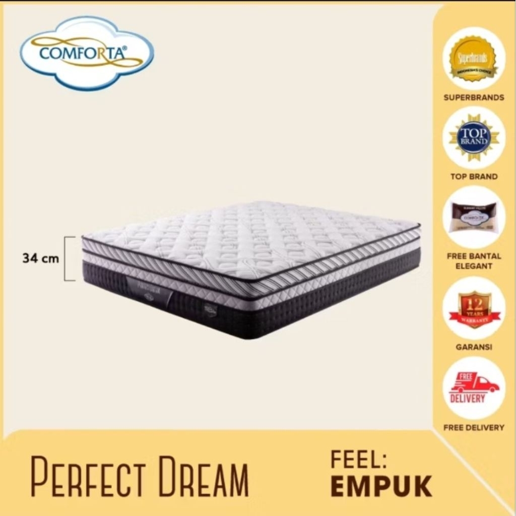 [COMFORTA_BANJARMASIN] SET SPRING BED COMFORTA PERFECT DREAM FULLSET(TEBAL:34CM)
