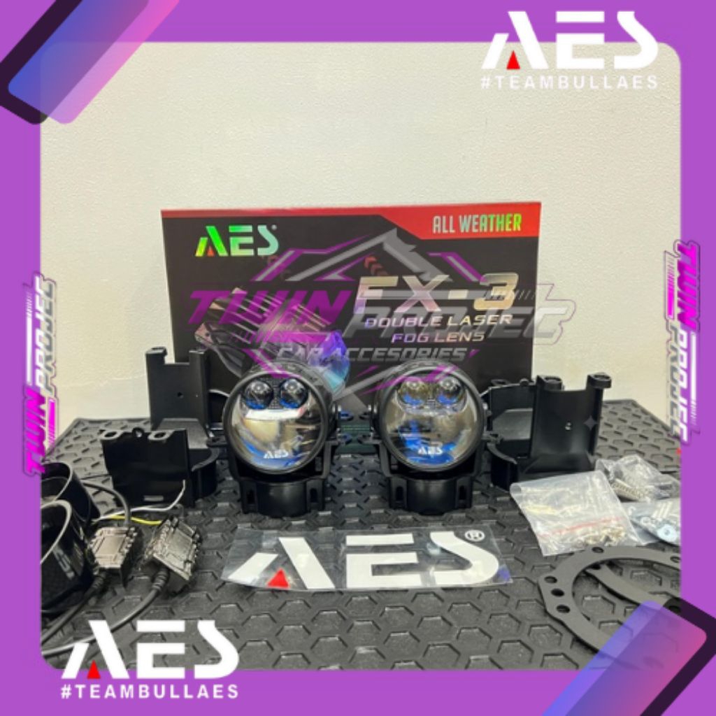 Foglamp Biled FX-3 AES Double Laser 3 inch Bluelens 68 Watt AES 3 Warna Foglamp Mobil 3 inch - Unive