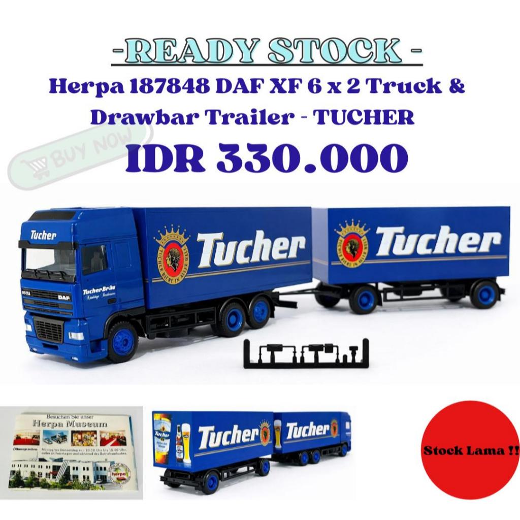 Herpa 187848 DAF XF 6x2 Truck &Drawbar Trailer - TUCHER 1:87 HO