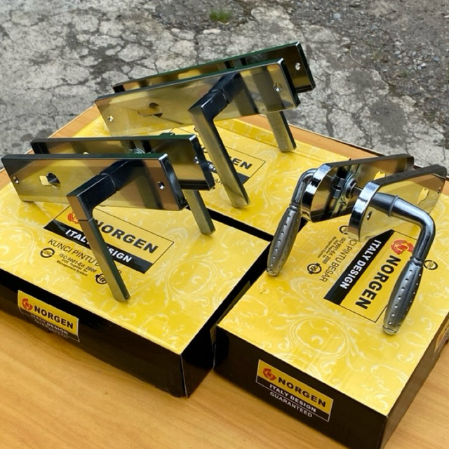 Handle Pintu Rumah Set NORGEN Italy Design - Kunci Pintu Besar (25cm) Premium Stainless Anti Karat