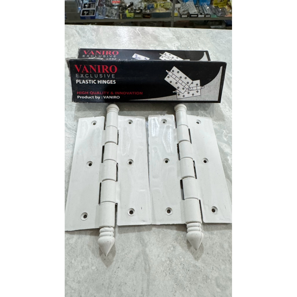 Engsel Pintu Vaniro Plastik Putih 5 Inch – Engsel Pintu Ringan Minimalis, Kuat, Tahan Lama, Anti Kar
