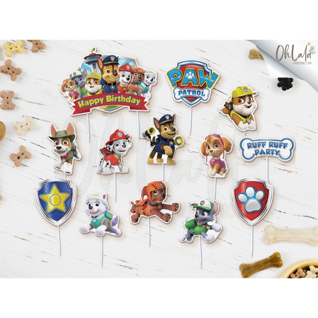 Paw Patrol Birthday Cake Topper | Dekorasi Tart Ulang Tahun | Hiasan Tusukan Kue Cupcake Puding Ulta
