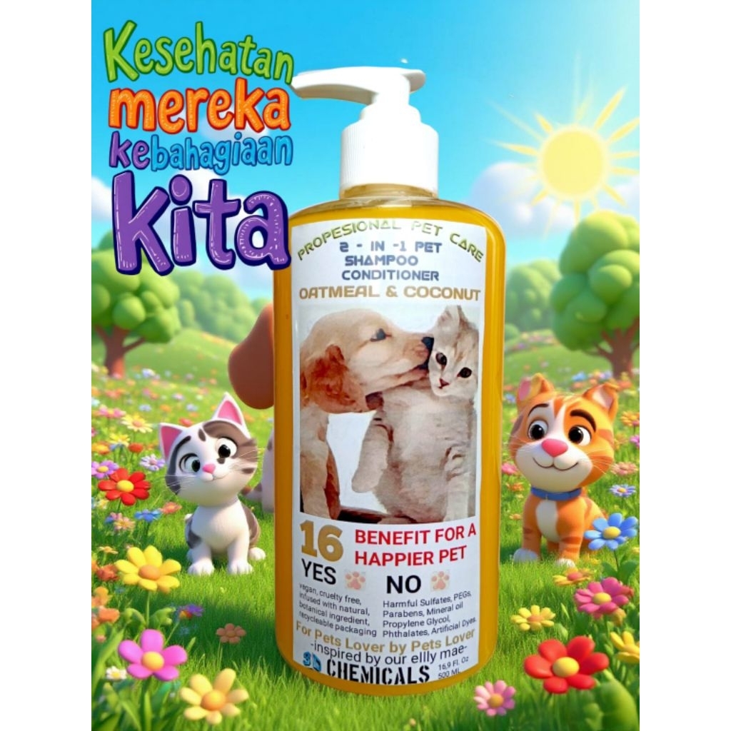 ‌shampo hewan 500 ml sampo untuk kucing anjing sugar glider musang kelinci sampoo muezza anti kutu j