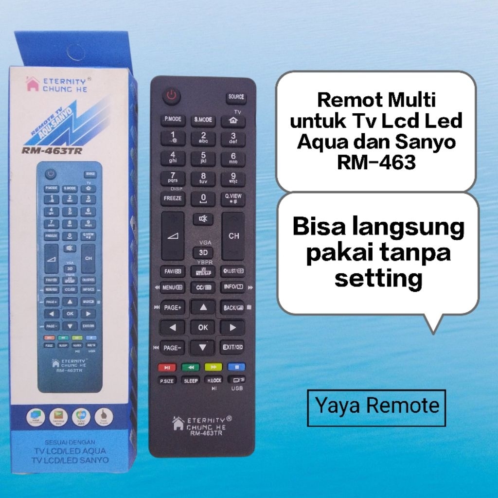 Remot remote Multi untuk semua Tv Lcd led Aqua / Sanyo