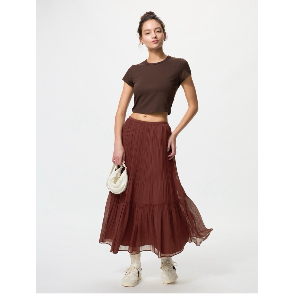 Uniqlo - Rok Panel Sifon - Brown - Size L