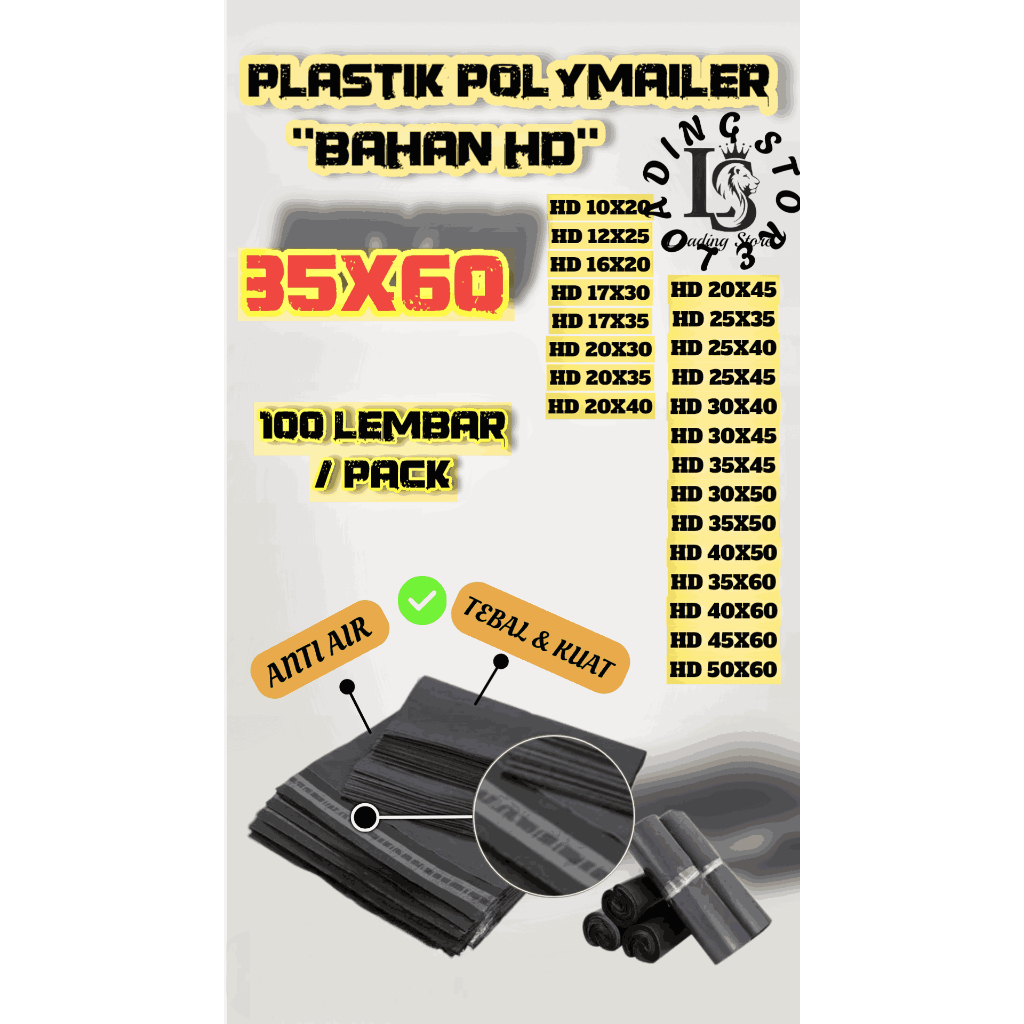 Plastik  Polynailer HD Hitam 35x60 Isi 100 Pcs - Kantong Plastik Packing