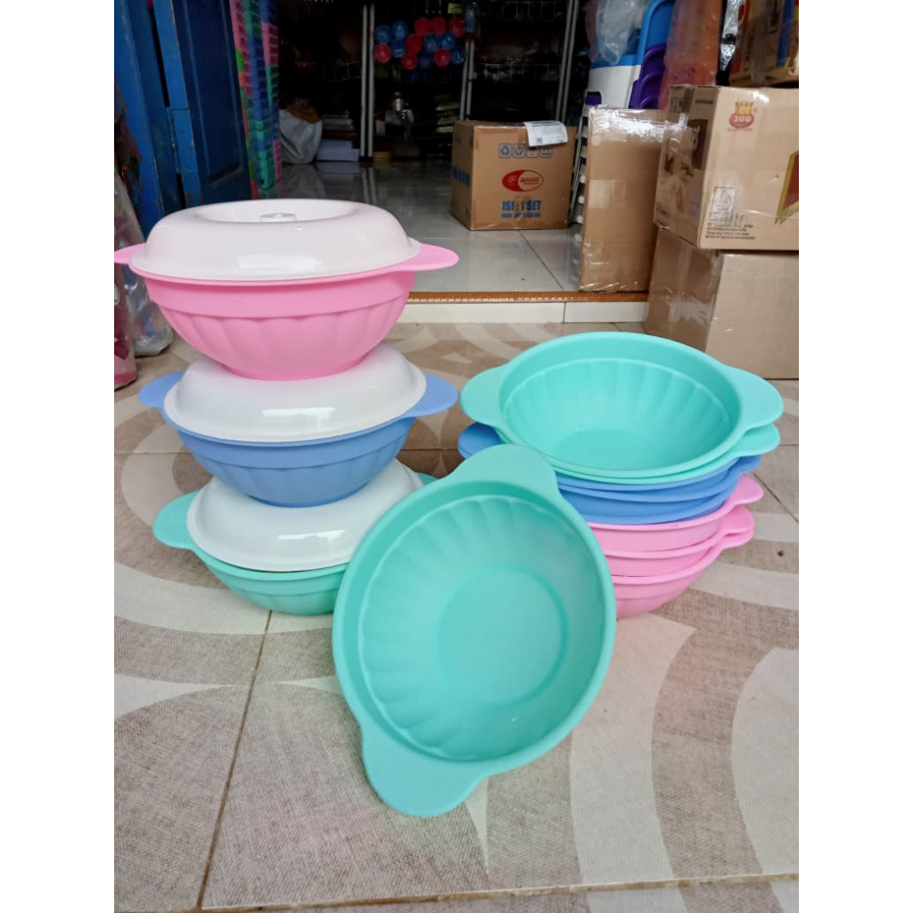 3PCS New Cornelius Basi bulat tutup kuping plastik anti panas / Basi Bulat Besar Tempat Sayur Wadah 