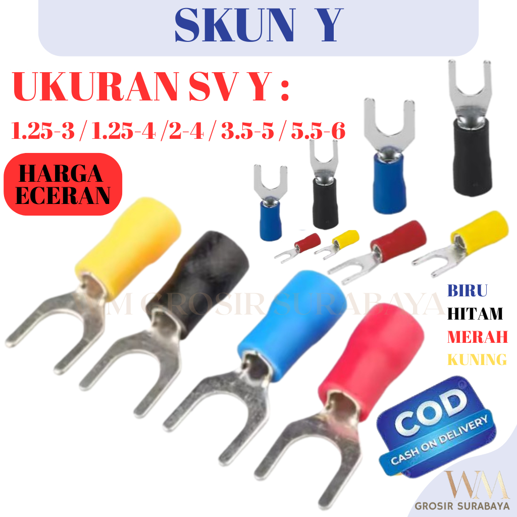 Skun Kabel Y SV 1.25-3 - SV  5.5-6 1pack 100Pcs Sekun Kabel Y Skun Garpu Scun Fork Scun cable Lugs S