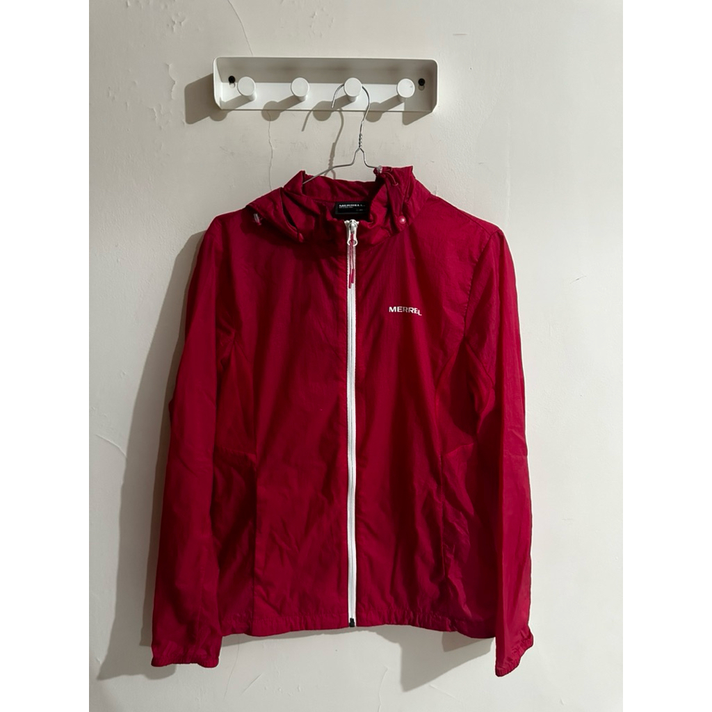 Merrell Hooded Red Sport Jacket jaket olahraga hoodie baju jaket jogging jaket parachute outer mesh