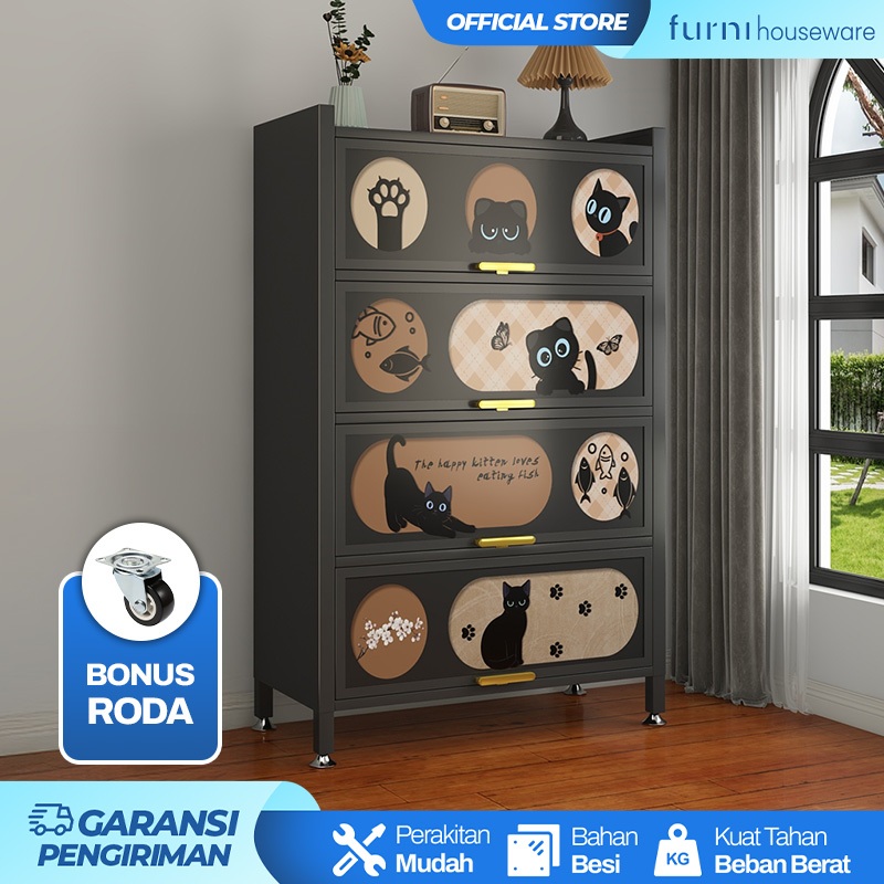 Lemari Dapur Rak Serbaguna Rak Buku Lemari Buku Lemari motif Tertutup Aesthetic Aluminium Minimalis 