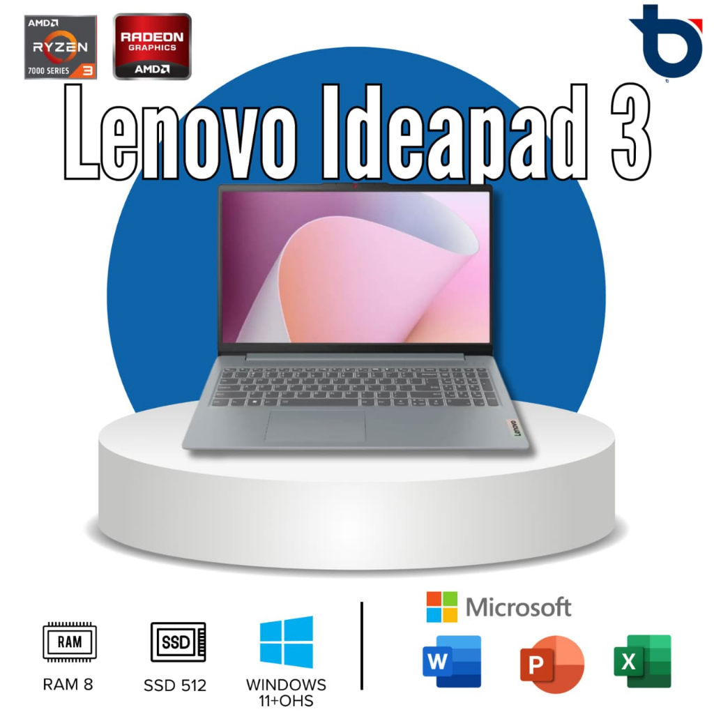 PROMO LENOVO IDEAPAD 3 RYZEN 3, RAM 8 SSD 512, LAYAR 14 INCH, WINDOWS 11 + OFFICE ORI