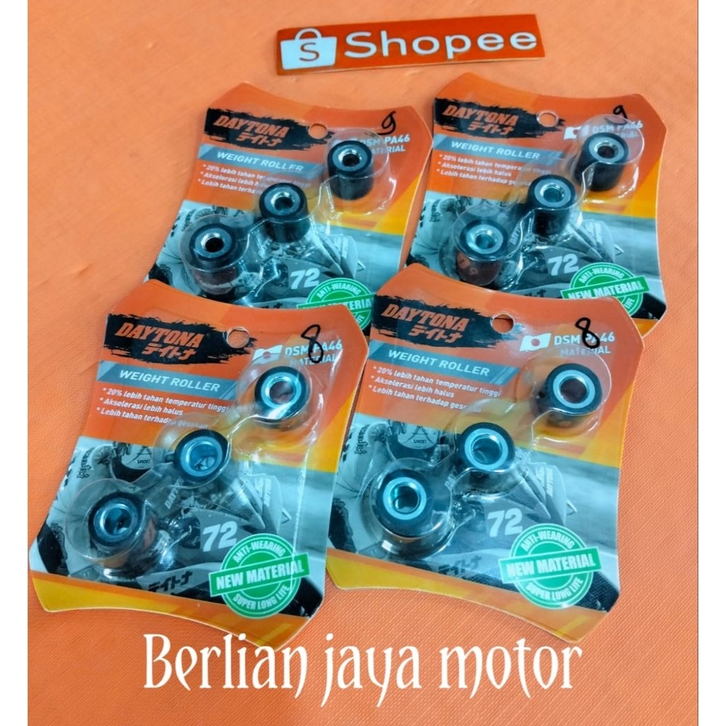 Roller racing Daytona 1set isi 3pcs 7gram/8gram/9gram/10gram buat motor mio karbu/mio smile/mio spor