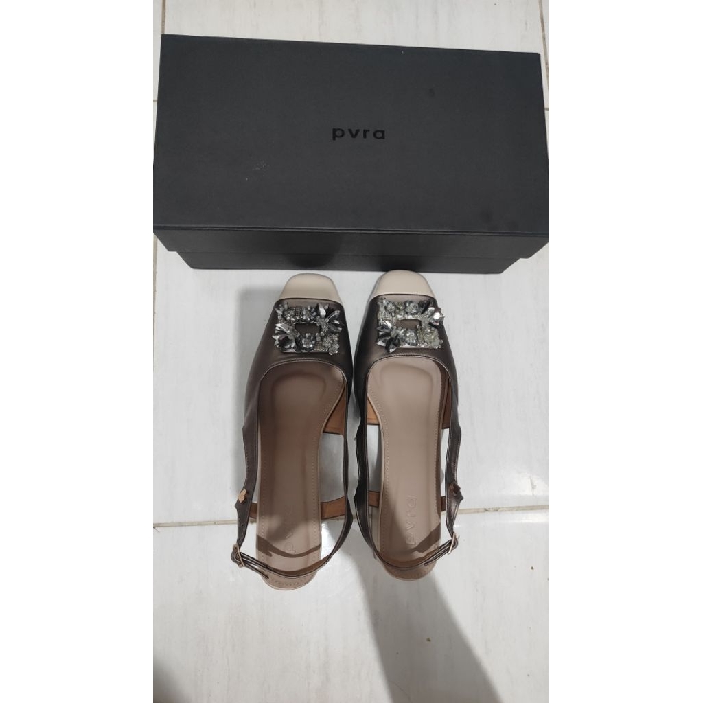 Pvra Kania Heels Bronze Ivory - Preloved