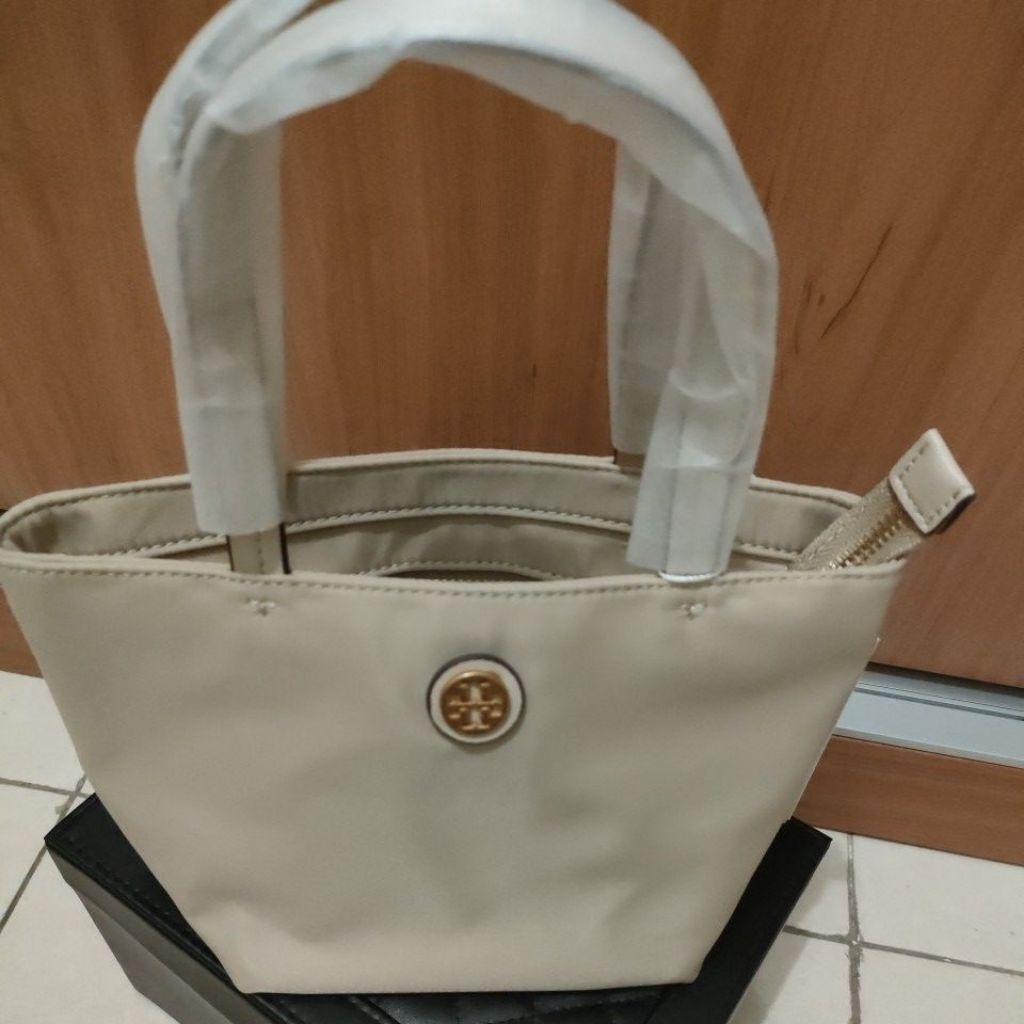 TB ella mini nylon tote beige