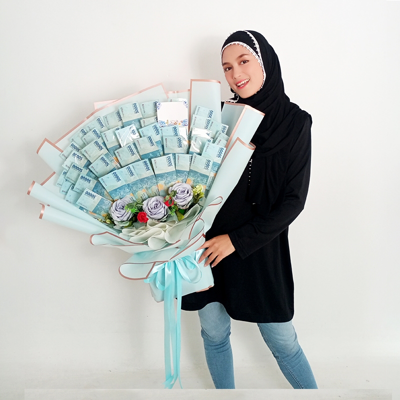 KHUSUS INSTAN BANDUNG 50 Lembar Kerangka Money Bouquet Buket Bunga Uang Kosong isi 50 Lembar Buket U