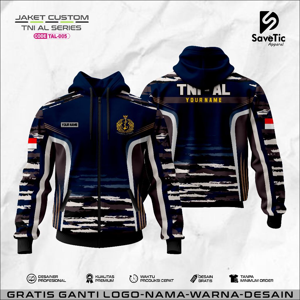 Jaket TNI AL Full Printing Sublim Custom / Hoodie/Tracktop/Bomber/army/loreng