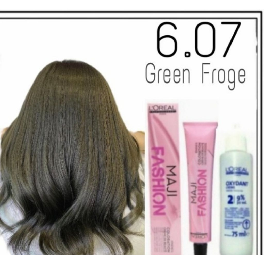 Cat rambut loreal majifashion 6.07 green frog /Loreal majifashion / Pewarna rambut loreal