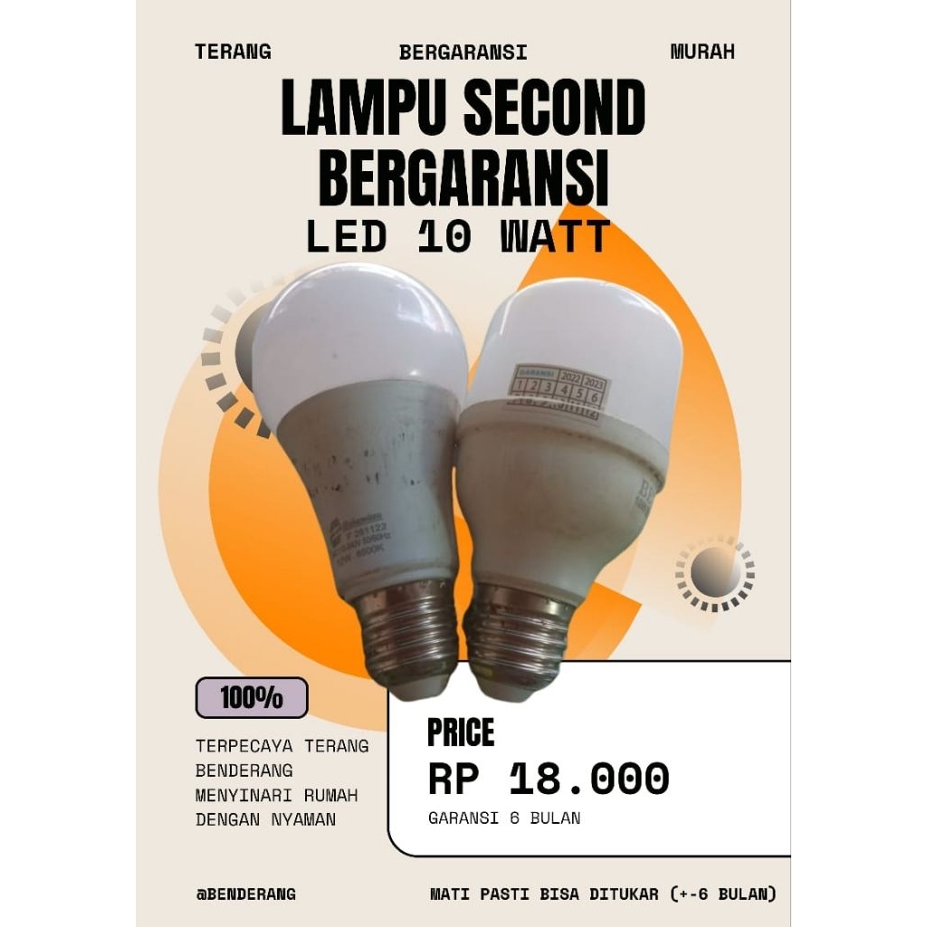 LAMPU SECOND LED 10 WATT BERGARANSI