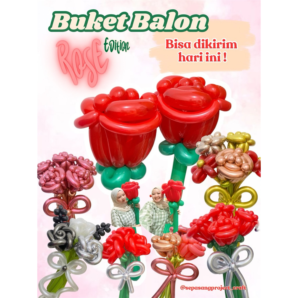 Buket Balon Rose Edition | Flowers Balon | buket balon Jakarta bunga balon tulip daisy | buket wisud