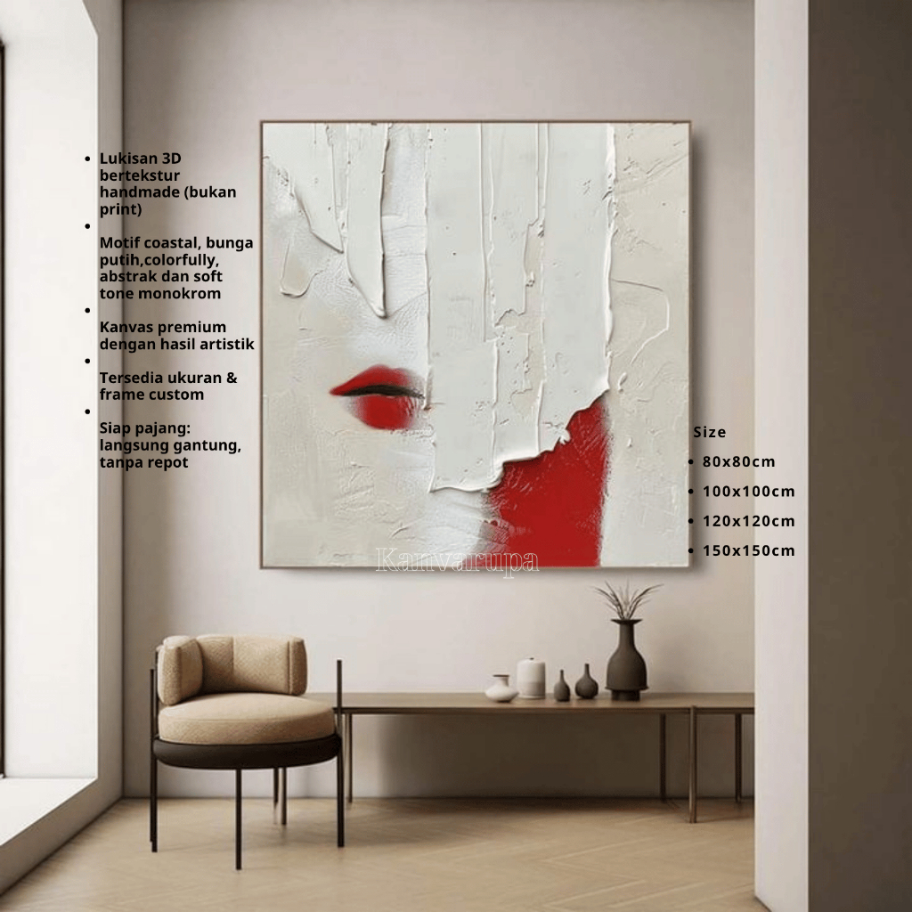 Lukisan Figuratif Abstrak – Potret Wajah Estetik Dekorasi Dinding Lukisan Dinding 3D Abstrak Tebal S