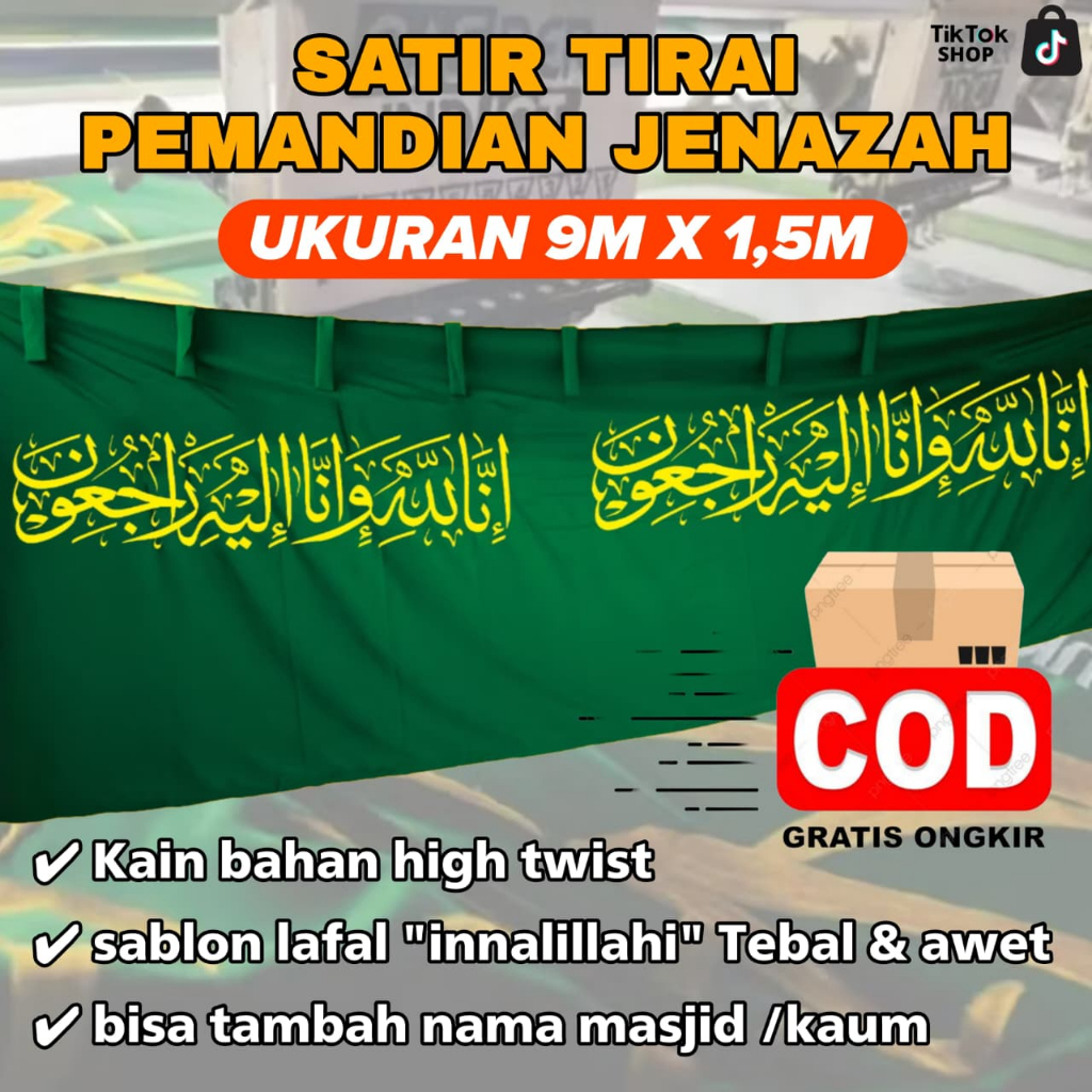 KAIN SATIR PREMIUM Kain Satir Tirai Pemandian Jenazah Ukuran 9M x 1,5M
