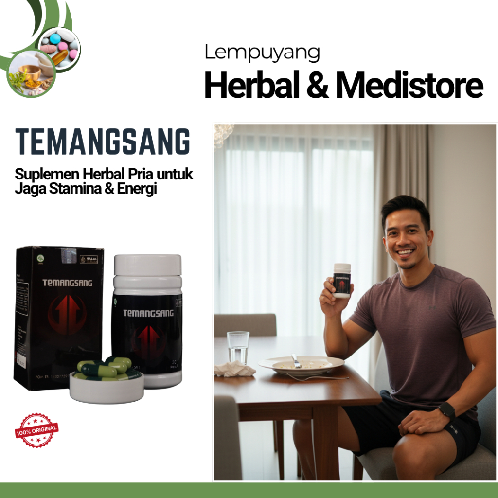 TEMANGSANG -  Jamu Kapsul Pria Sehat Herbal Penambah Energi & Stamina Aman & Alami Isi 30 kapsul