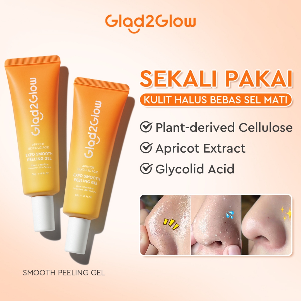 Glad2Glow peeling gel Apricot Glycolic Acid Exfo Smooth Eksfoliasi peeling produk yang mampu mengang