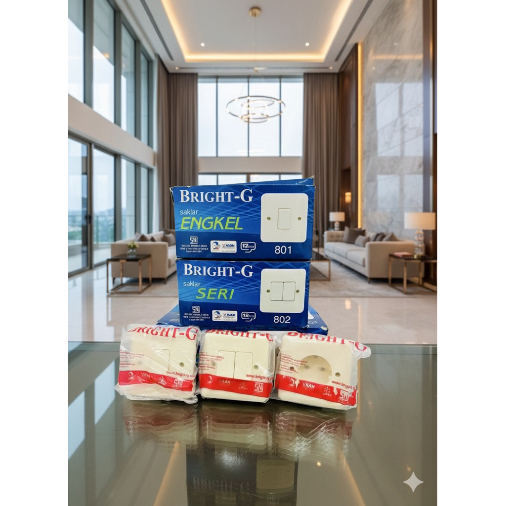 STOP KONTAK SAKLAR ENGKEL SAKLAR SERI IB BRIGHT-G STOP KONTAK SAKLAR ENGKEL SAKLAR SERI TANAM TEMBOK