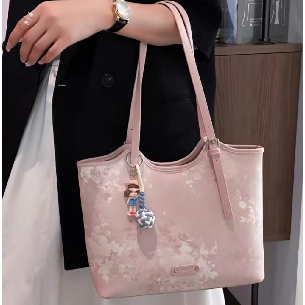 Tote  bag Cenilke bunga sakura pink