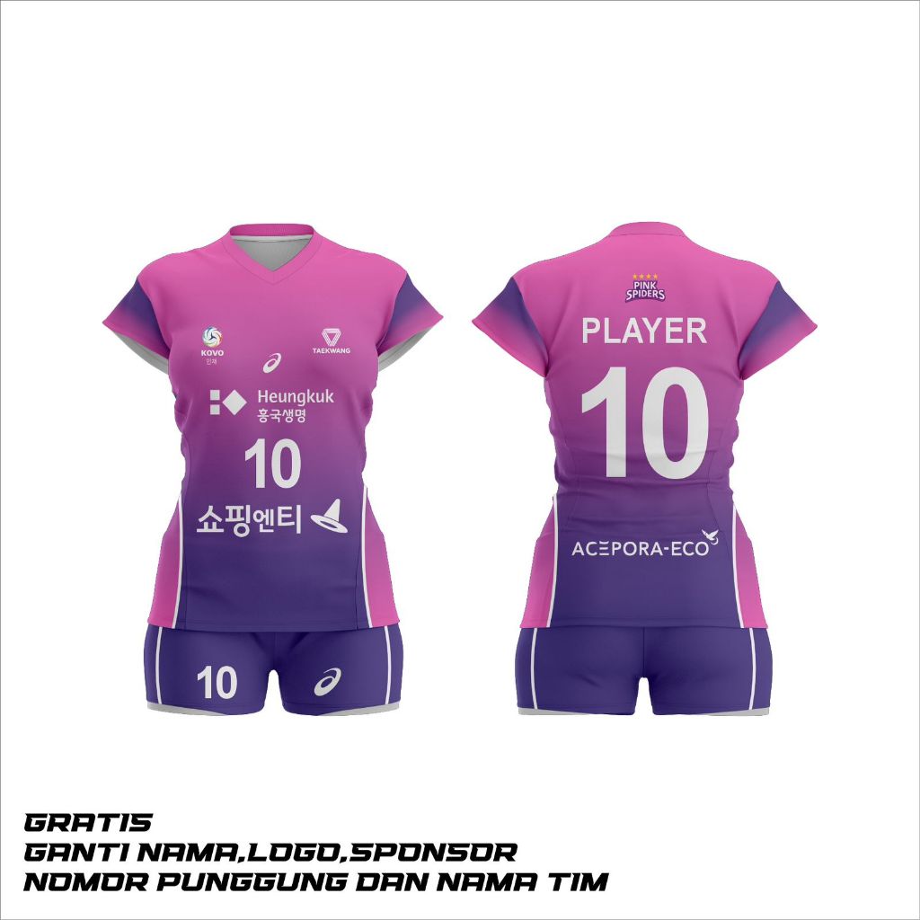 JERSEY VOLLY PINK SPIDER FULL PRINTING FREE NAMA DAN NO PUNGGUNG