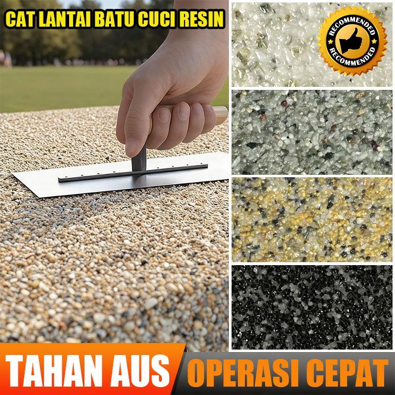 [kekerasan tinggi] cat lantai batu alam Batu halus di tanah 4 warna Cat Lantai Batu Cuci Resin Untuk