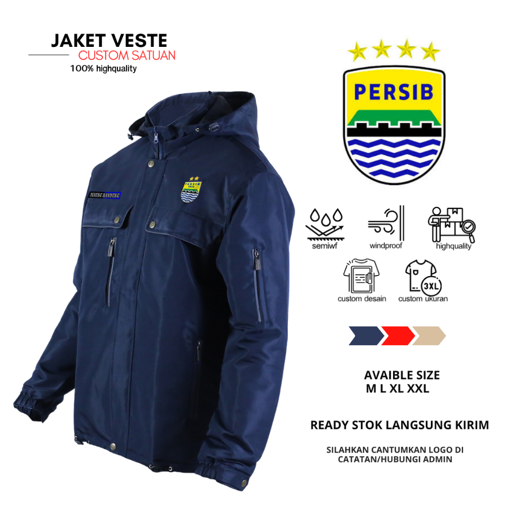 JAKET PERISB BANDUNG JAKET KLUB BOLA JAKET PRIA ULTRAS BOBOTOH PERSIB NAVYBLUE