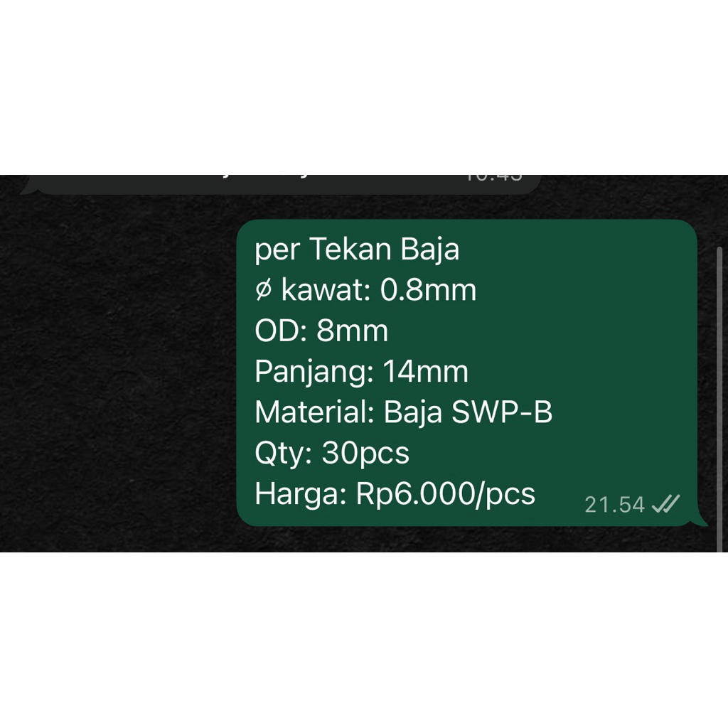 Per Spring Pegas Tekan OD 8mm Kawat 0,8mm Panjamg 14mm Baja