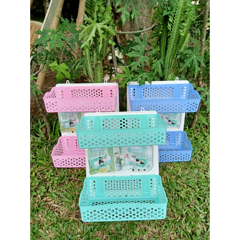 Rak NEW CORNELIUS Kamar Mandi / Rak Make Up / Rak Bumbu / Rak Serbaguna Gantung Susun 2 / Rak Plasti