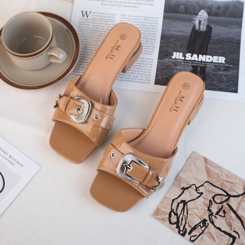 Sandal hak tinggi kulit imitasi wanita 3cm GGB Haute Couture