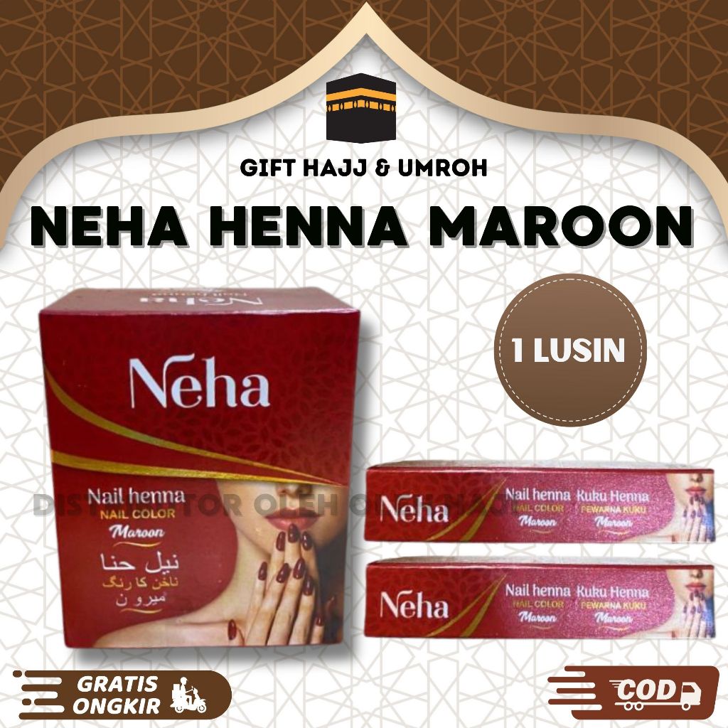 NEHA NAIL MAROON 1 LUSIN HENNA KUKU IMPOR INDIA I HENNA ARAB I PACAR KUKU BISA DIPAKAI SHOLAT KUTEK 