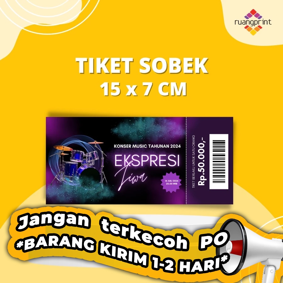 tiket sobek / tiket event / tiket acara / tiket konser / tiket kupon / tiket pameran / Art paper 150