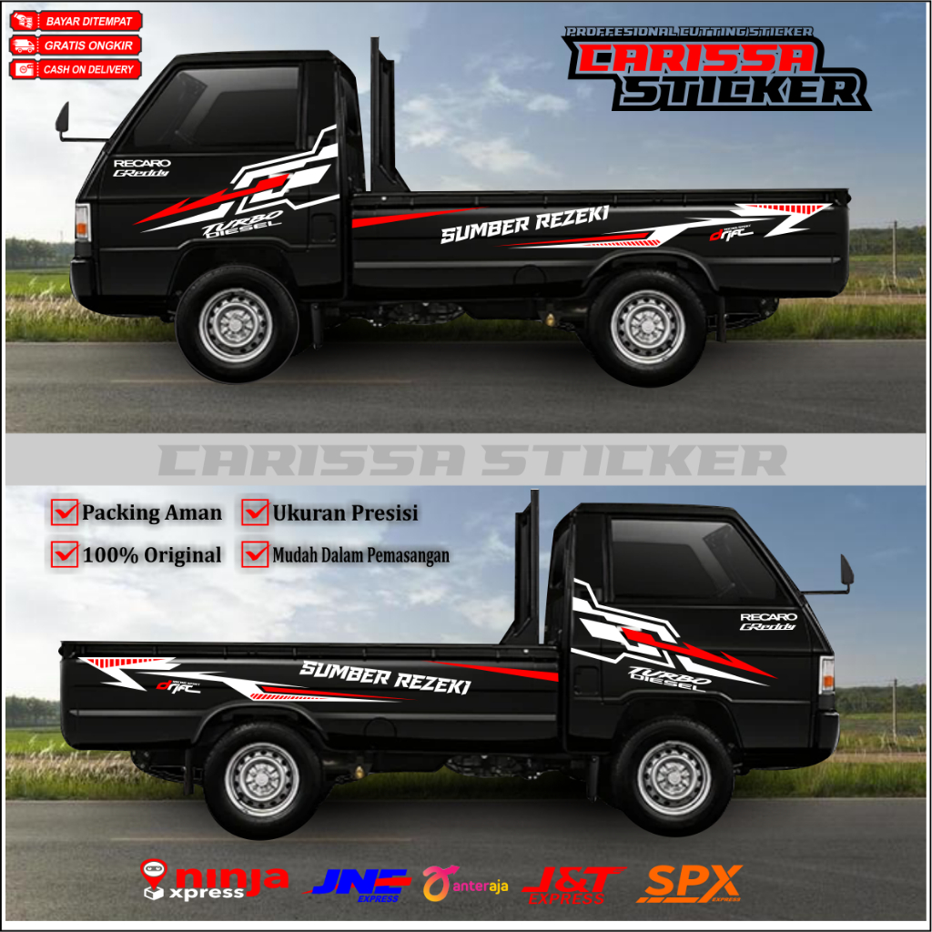 Stiker cuting mobil pick up L300 cuting Stiker Sumber rezeki mobil mitsubishi pick up colt T120ss te