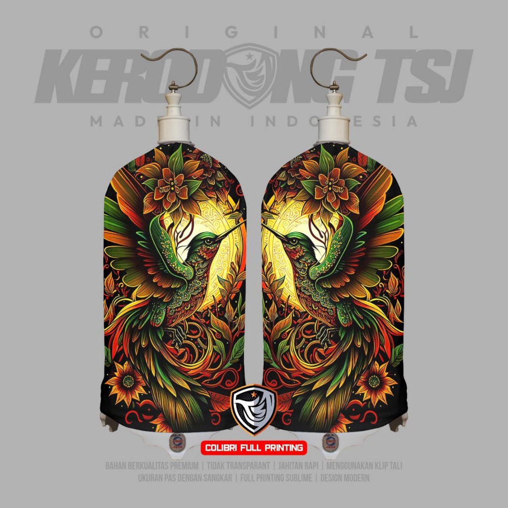 Kerodong LoveBird Motif Kolibri Original TSJ Industries Bahan PE Premium Full Printing Sublime untuk