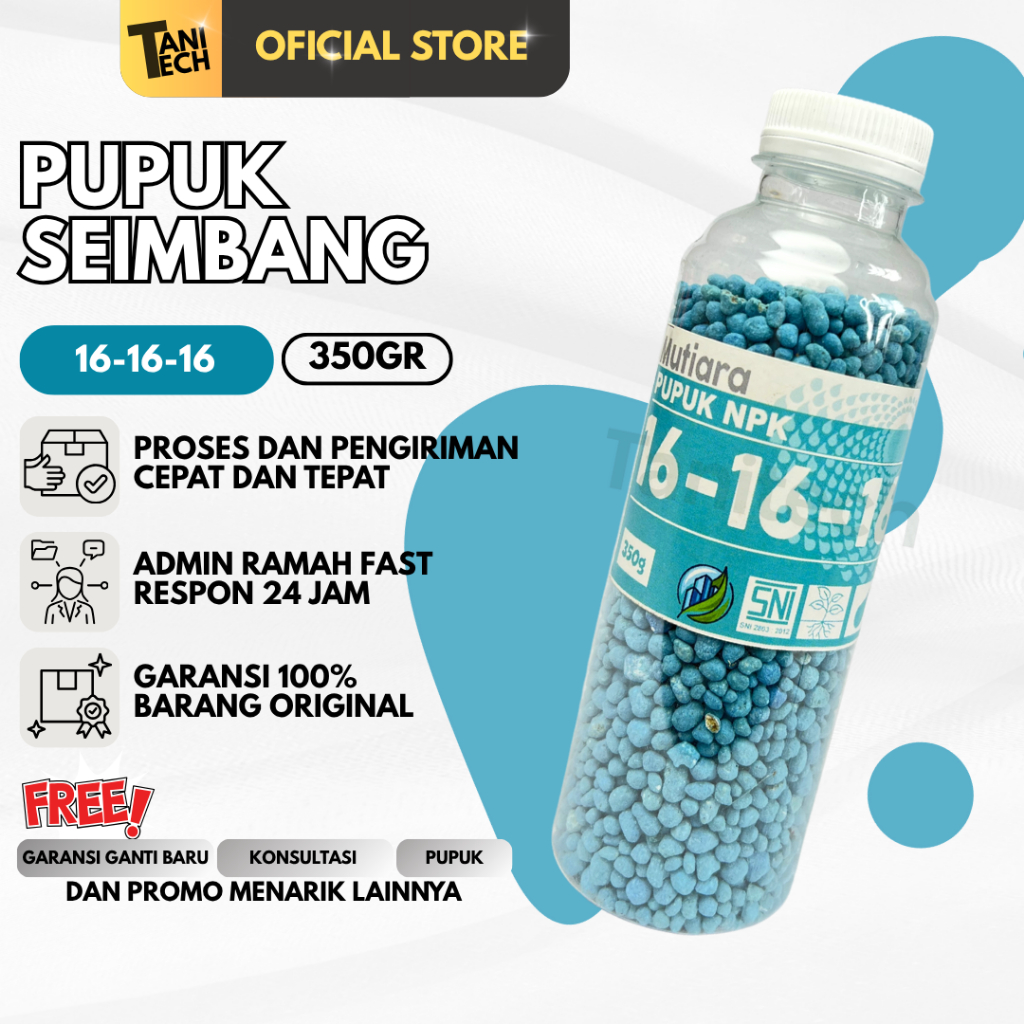 Pupuk NPK 16-16-16 350gr Seimbang untuk Pertumbuhan Daun Batang dan Akar