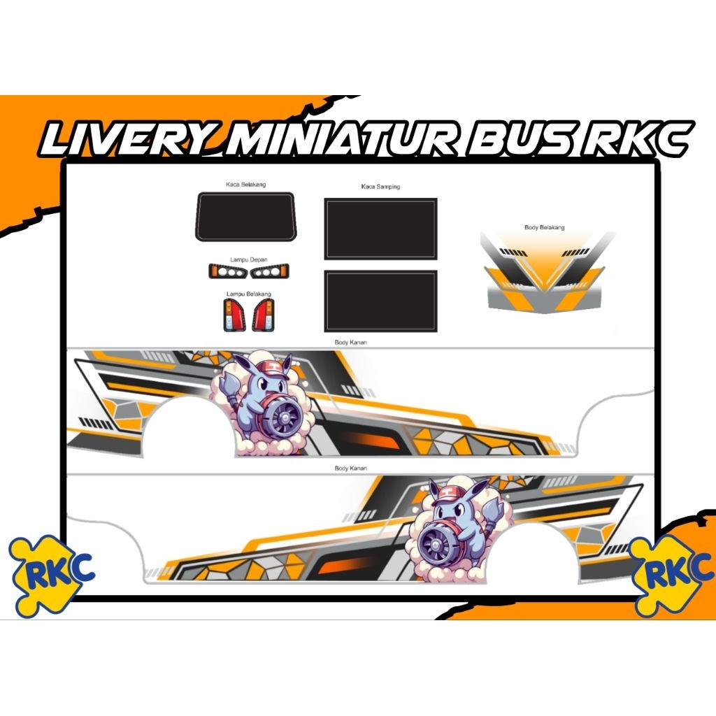 livery miniatur bus, miniatur bus rkc, aksesoris miniatur bus, livery custom warna, aksesoris bus rk