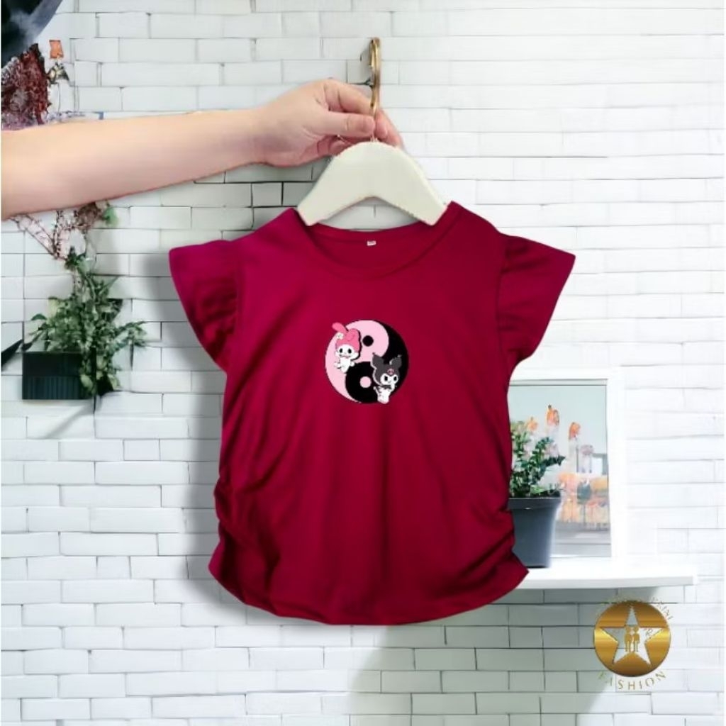 Kaos Kuromi | Baju Kuromi | Kaos Serut Kuromi | Kaos Crop Top | Baju Crop Top | Kaos Anak Perempuan