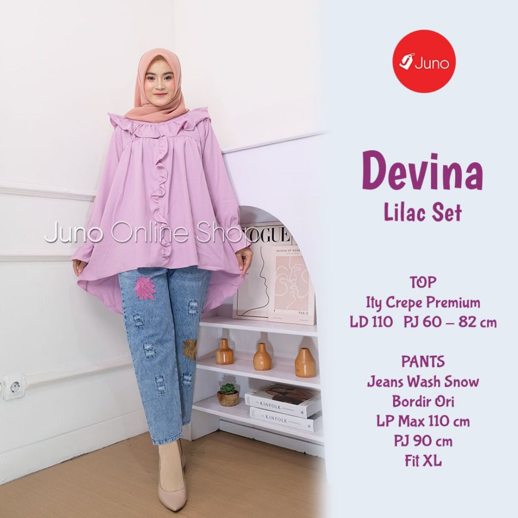 BELVINA SET KULOT ORGINAL JEANS DENIM BORDIR