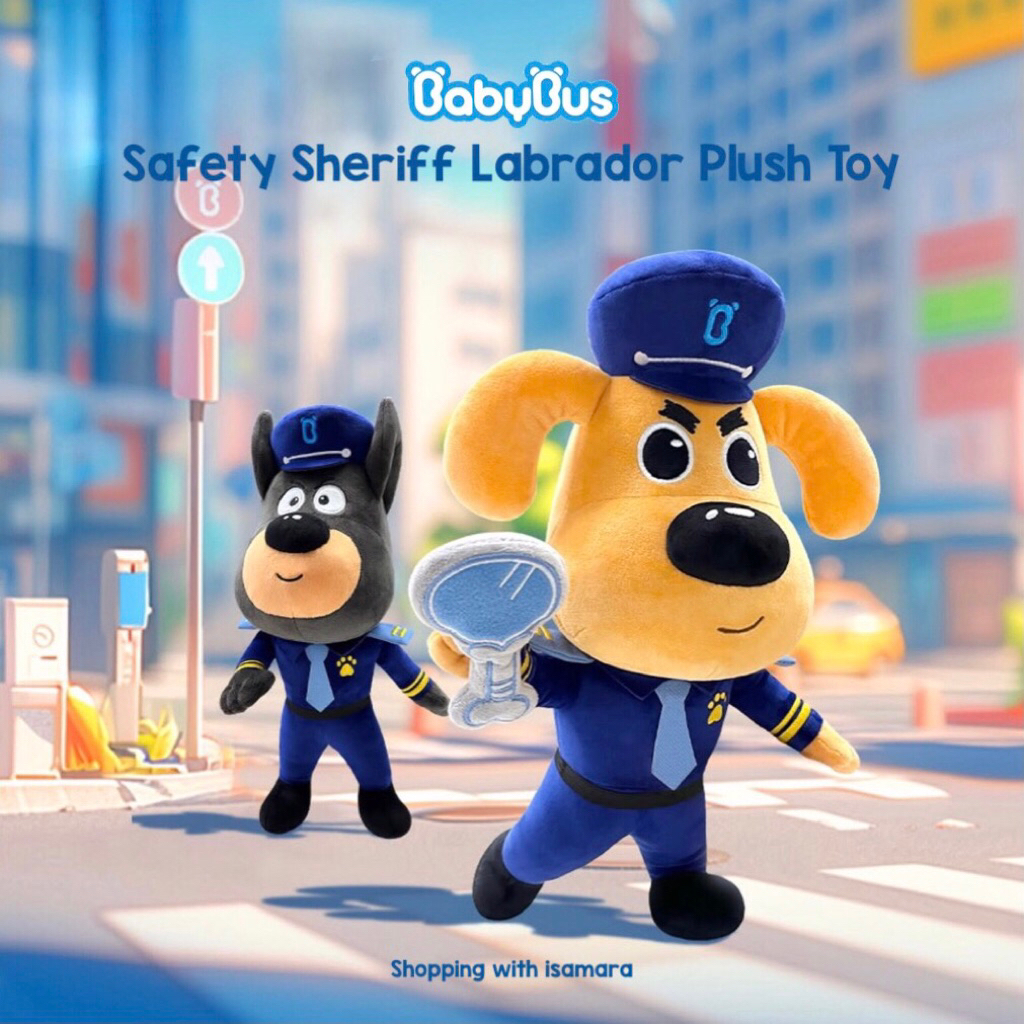 Babybus Safety Sheriff Labrador Plush Toy / Boneka Polisi Labrador, Officer Dobberman, Papillon