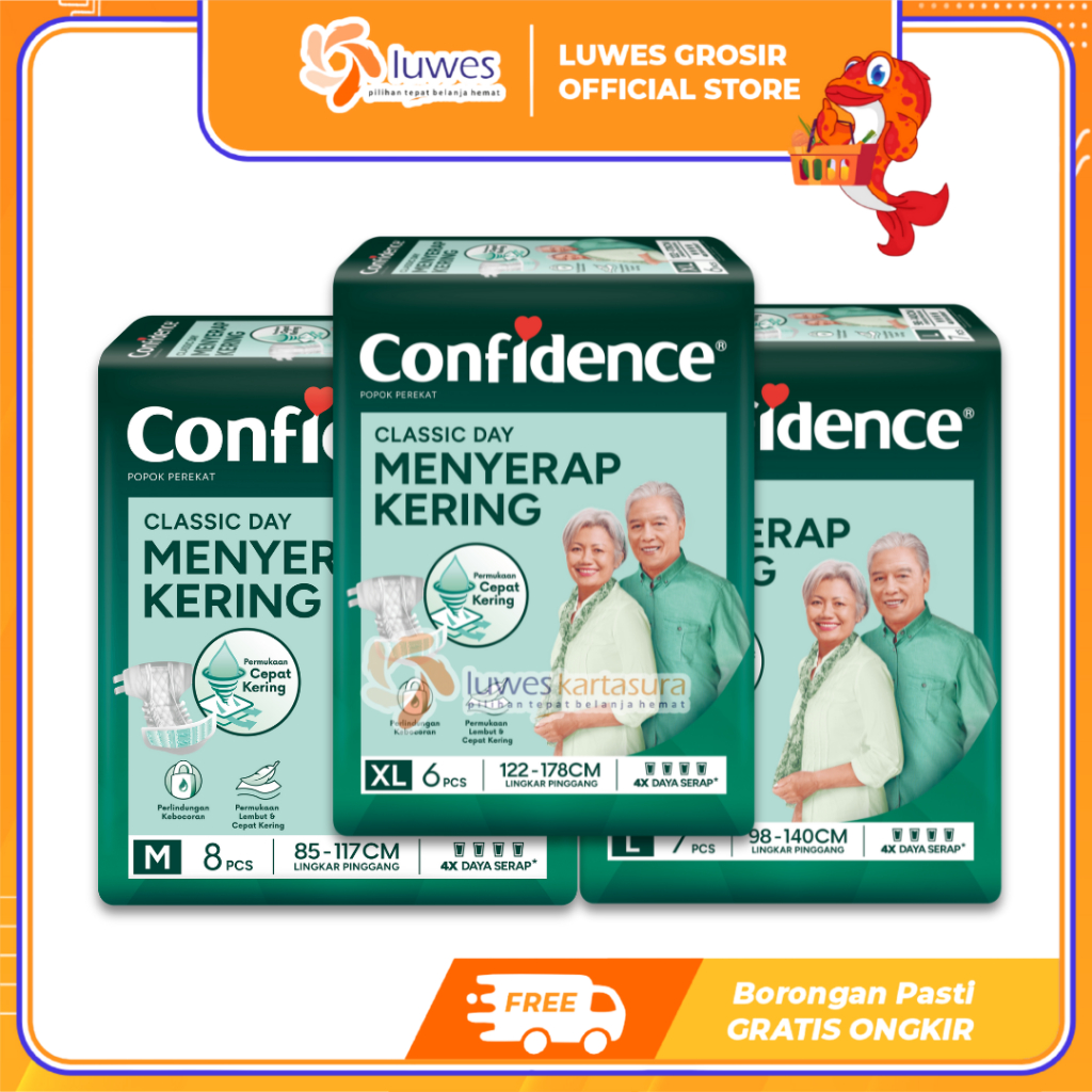 [PROMO] Pampers Confidence Classic Day M8/M15/L7/L15/XL6/XL15 Popok Dewasa Perekat Nyaman Murah