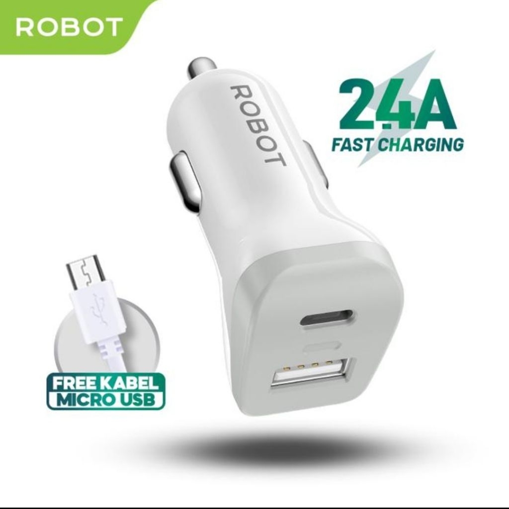 ROBOT RT-C09 Car Charger Colokan Mobil 2Port Usb & Type C