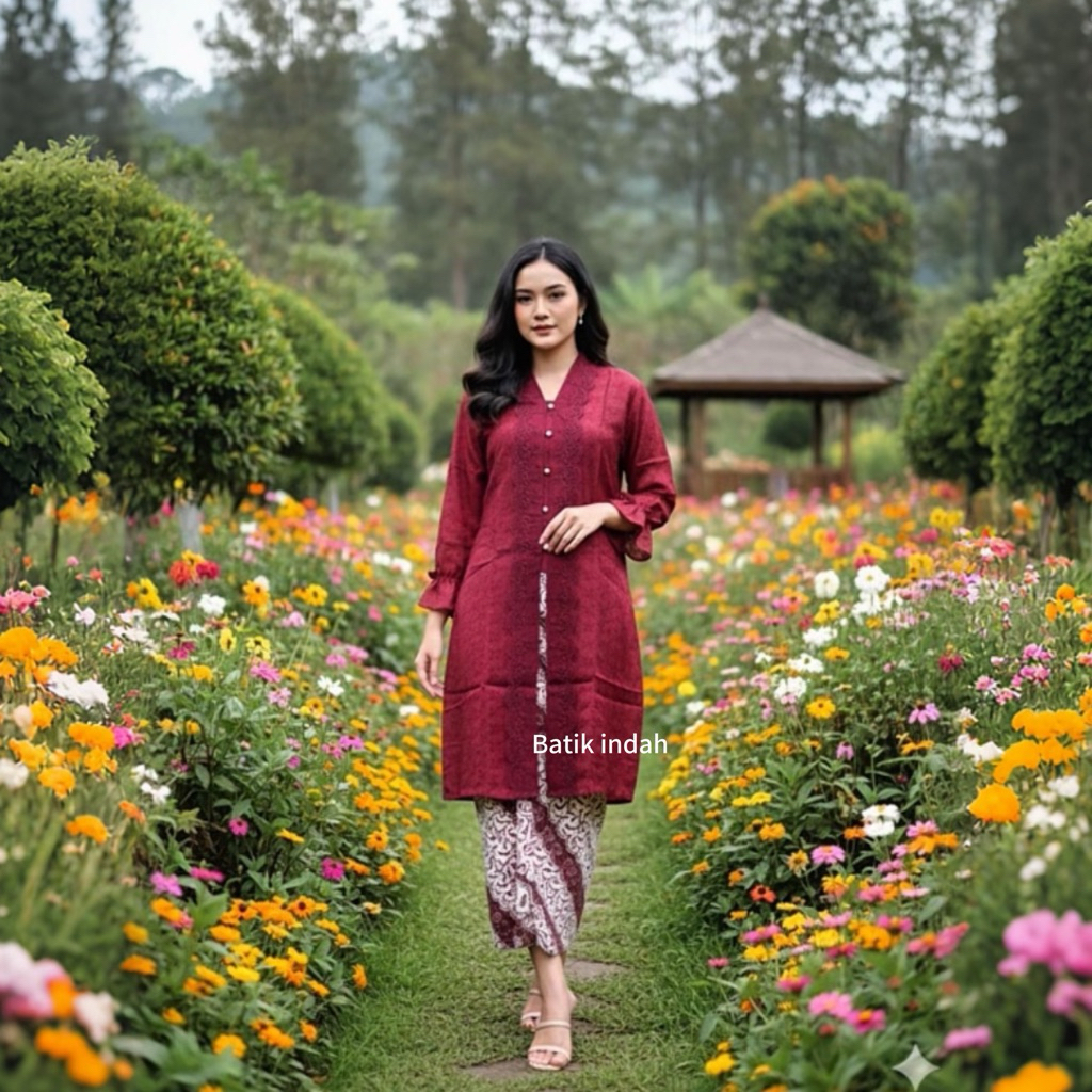 tunik kebaya batik viscose modern, atasan kebaya polos