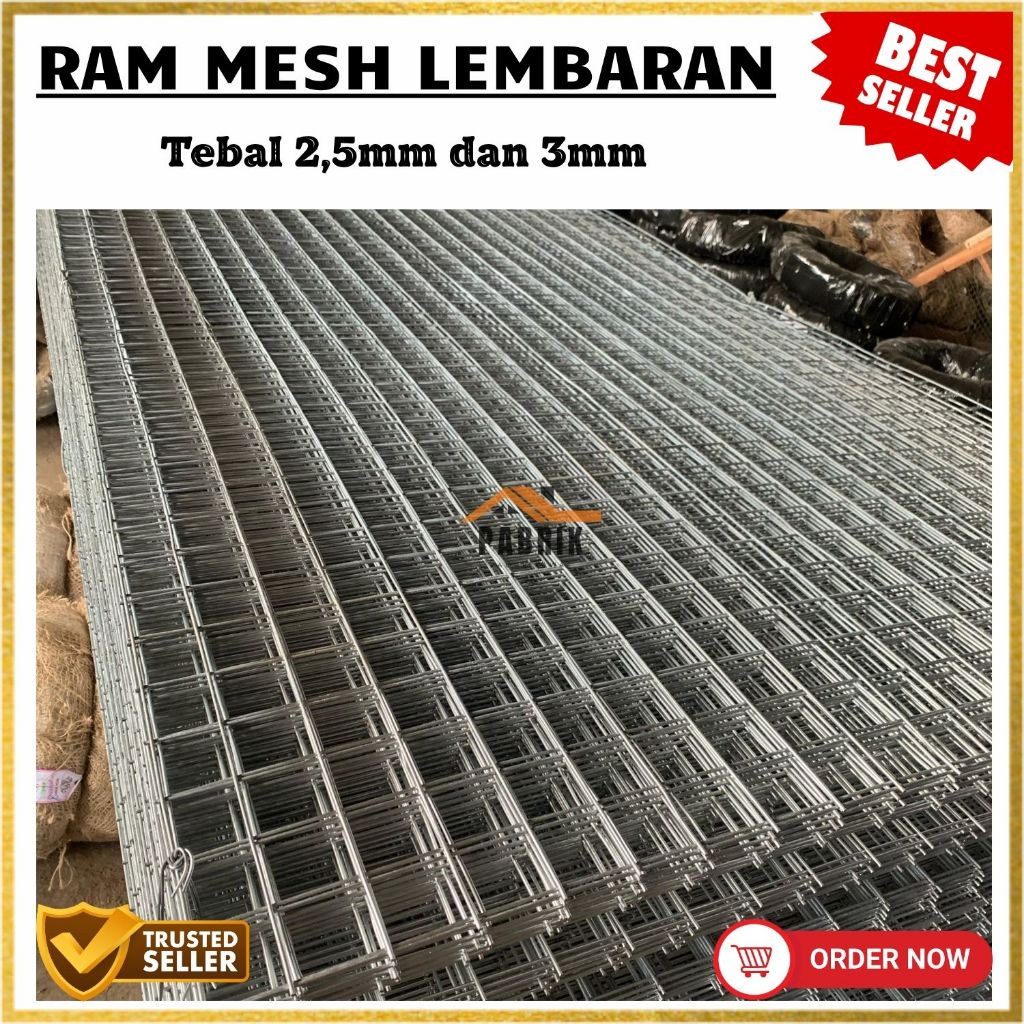 Ram Mesh Galvanis / Wiremesh Lembaran Tebal 2,5mm dan 3mm Lubangan 5x5 cm | Murah dan Kuat